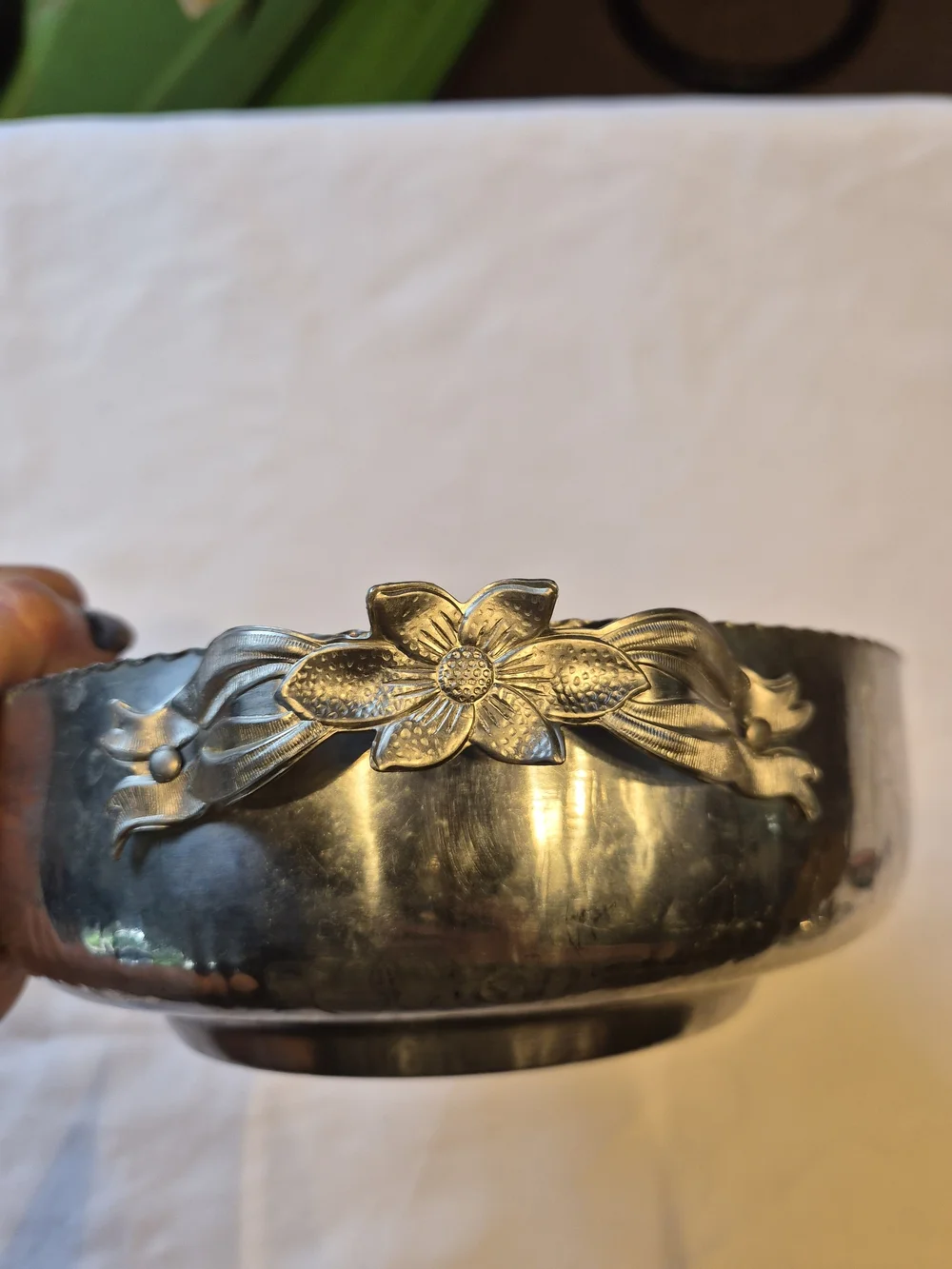 Vintage Hand Wrought Creations by Rodney Kent Hand pounded aluminum Tulip Dish